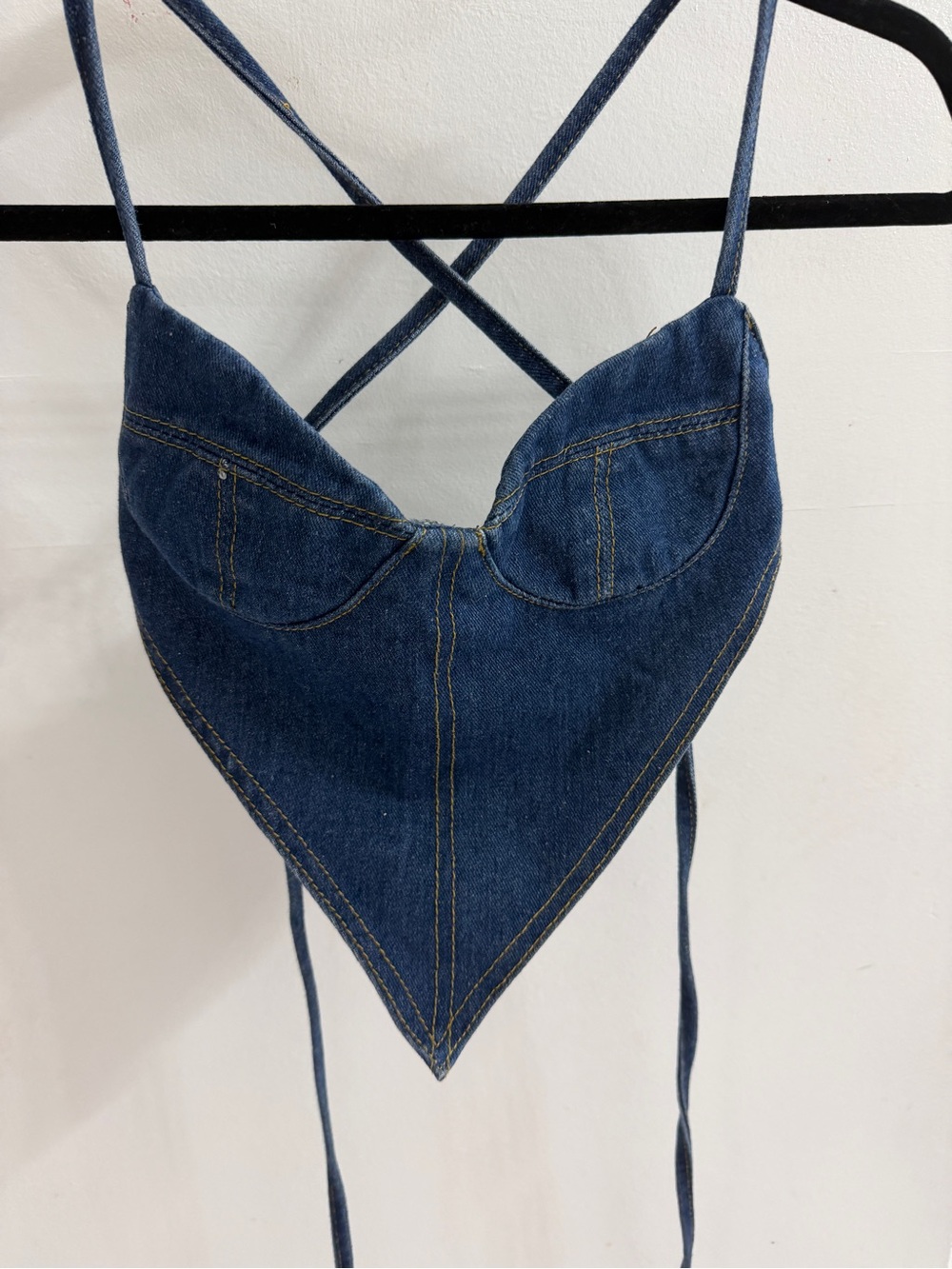 Source Unknown Dark Blue Denim Bandana Crop Top